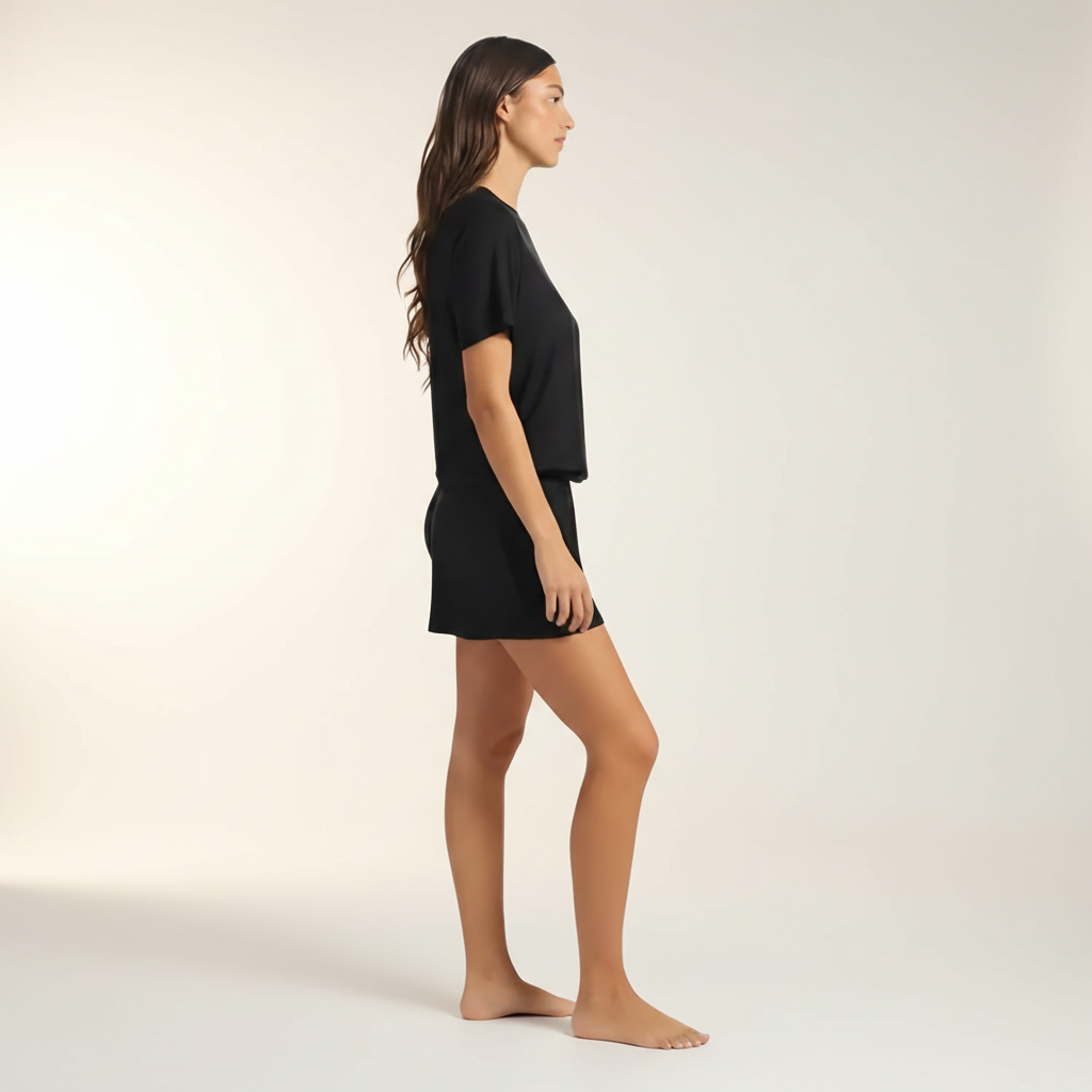 Soft Stretch Lightweight Pajama Top And Short Set