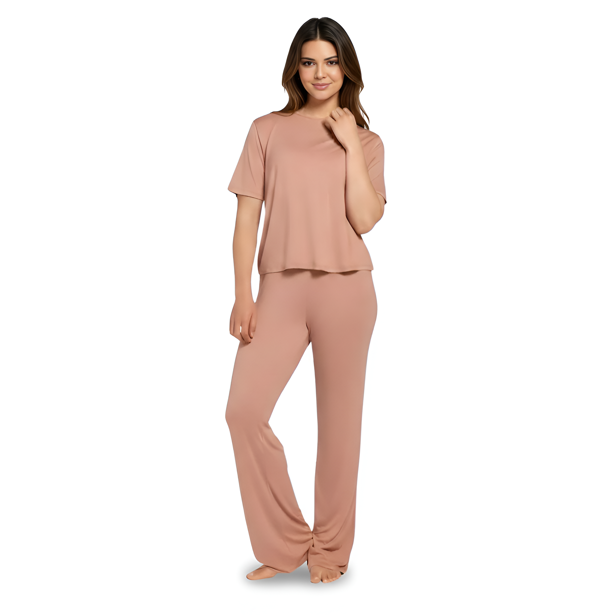 Soft Rayon Pajama Set With Drawstring Pants