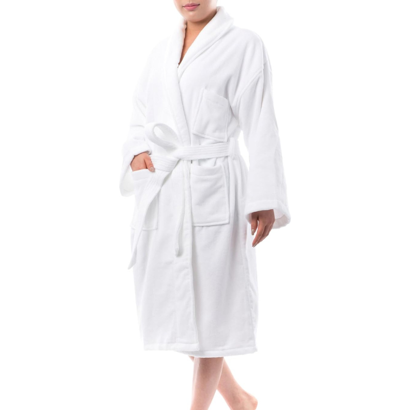 Soft Terry Bathrobe With Shawl Collar And Belt