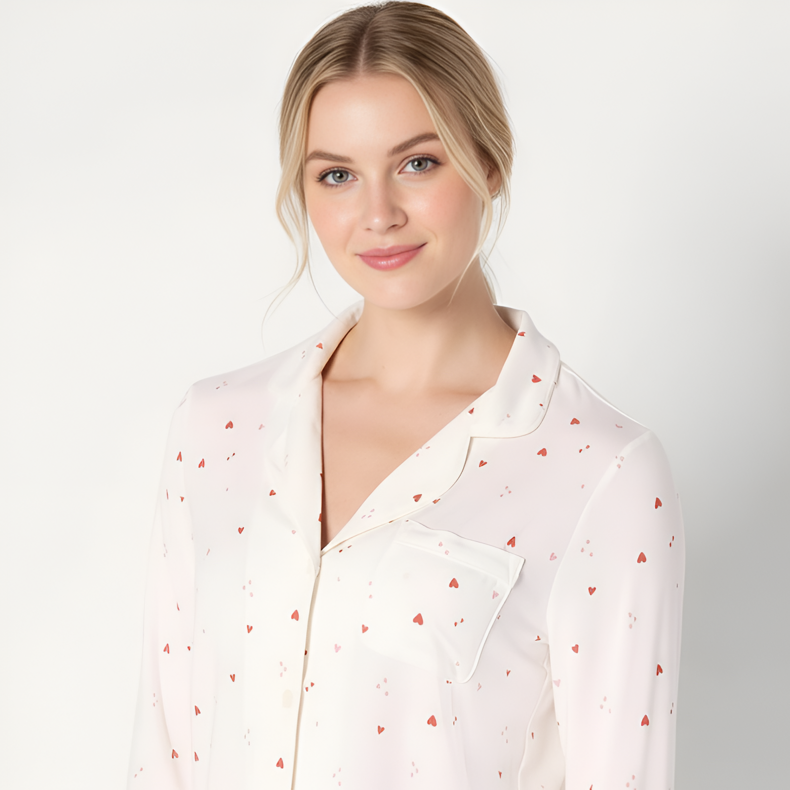 Long Sleeve Button Down Printed Pajama Set For Women