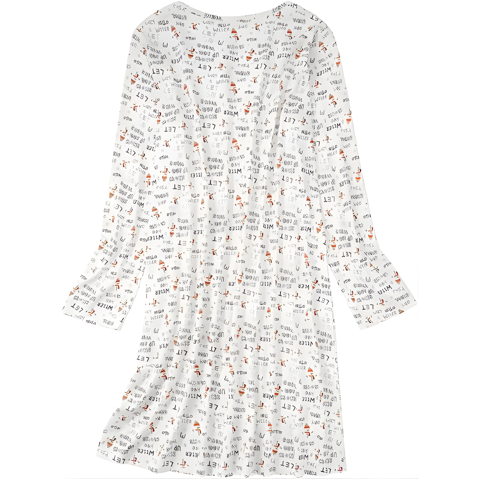 Printed Long Sleeve Nightgown House Dress For Women