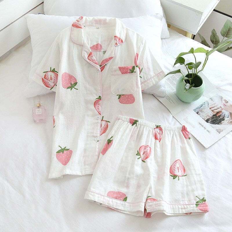 Ladies Strawberry Shorts Suit