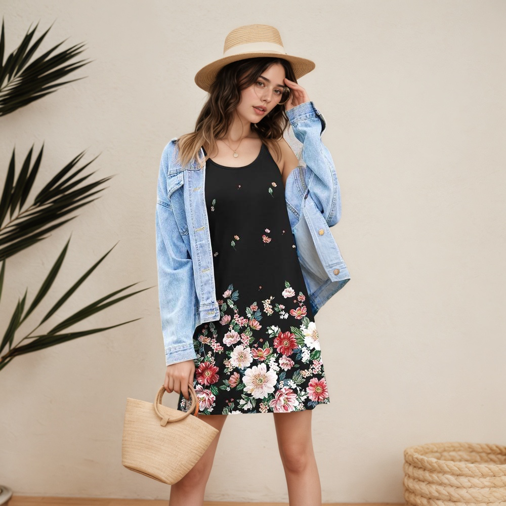 Women Summer Sleepwear Night Dress With Adjustable Straps
