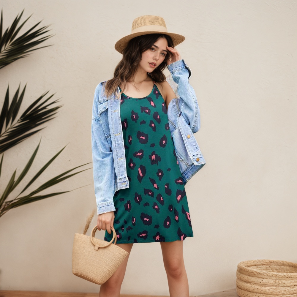 Women Summer Sleepwear Night Dress With Adjustable Straps