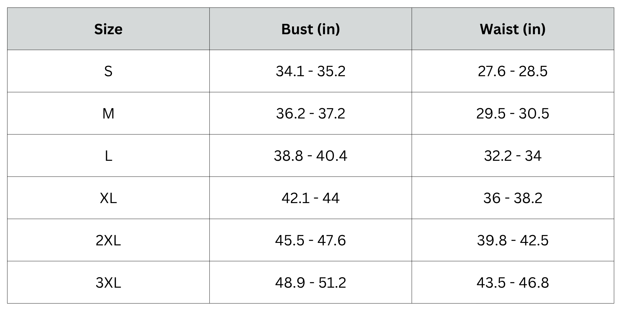 Size Chart