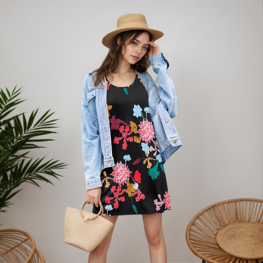 Women Summer Sleepwear Night Dress With Adjustable Straps