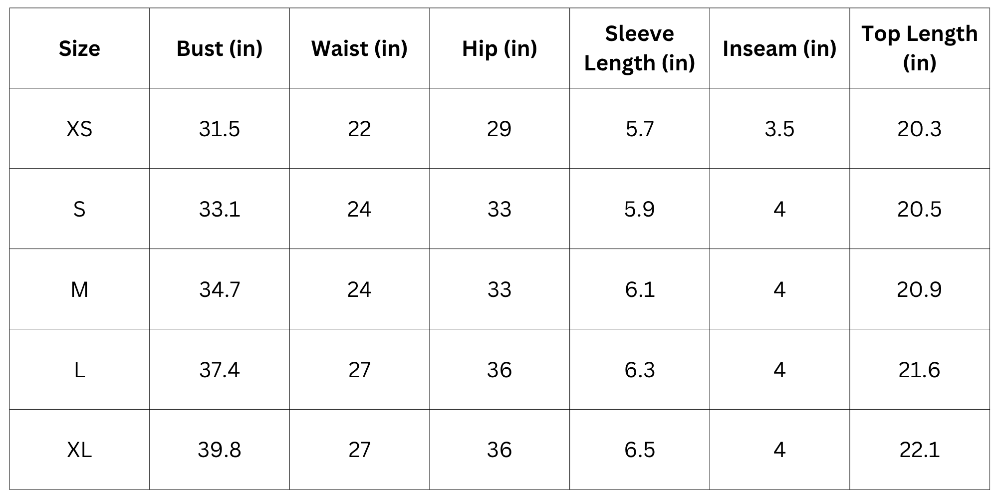 Size Chart