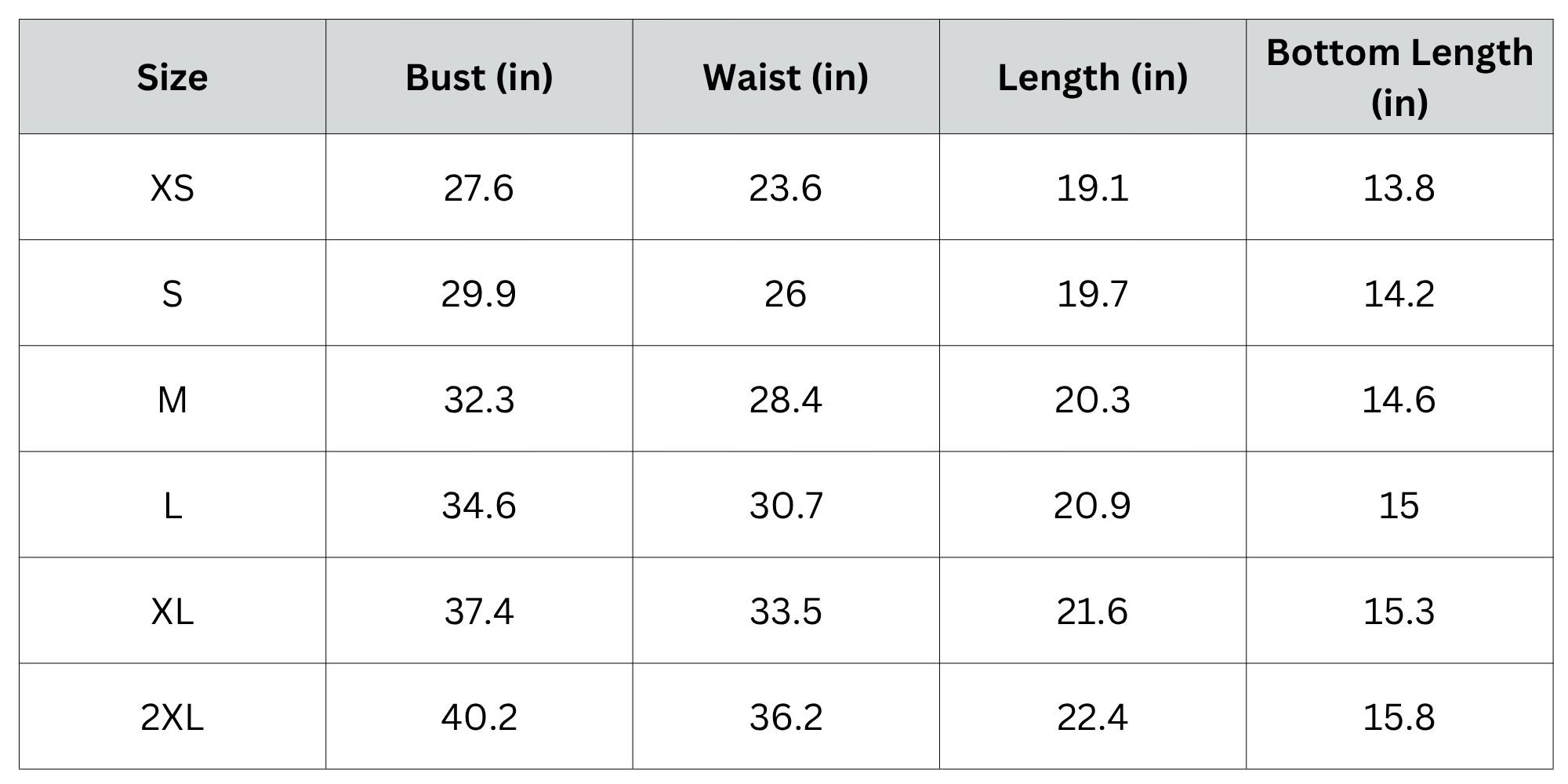 Size Chart