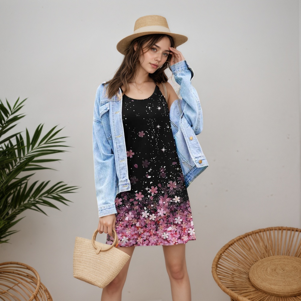 Women Summer Sleepwear Night Dress With Adjustable Straps