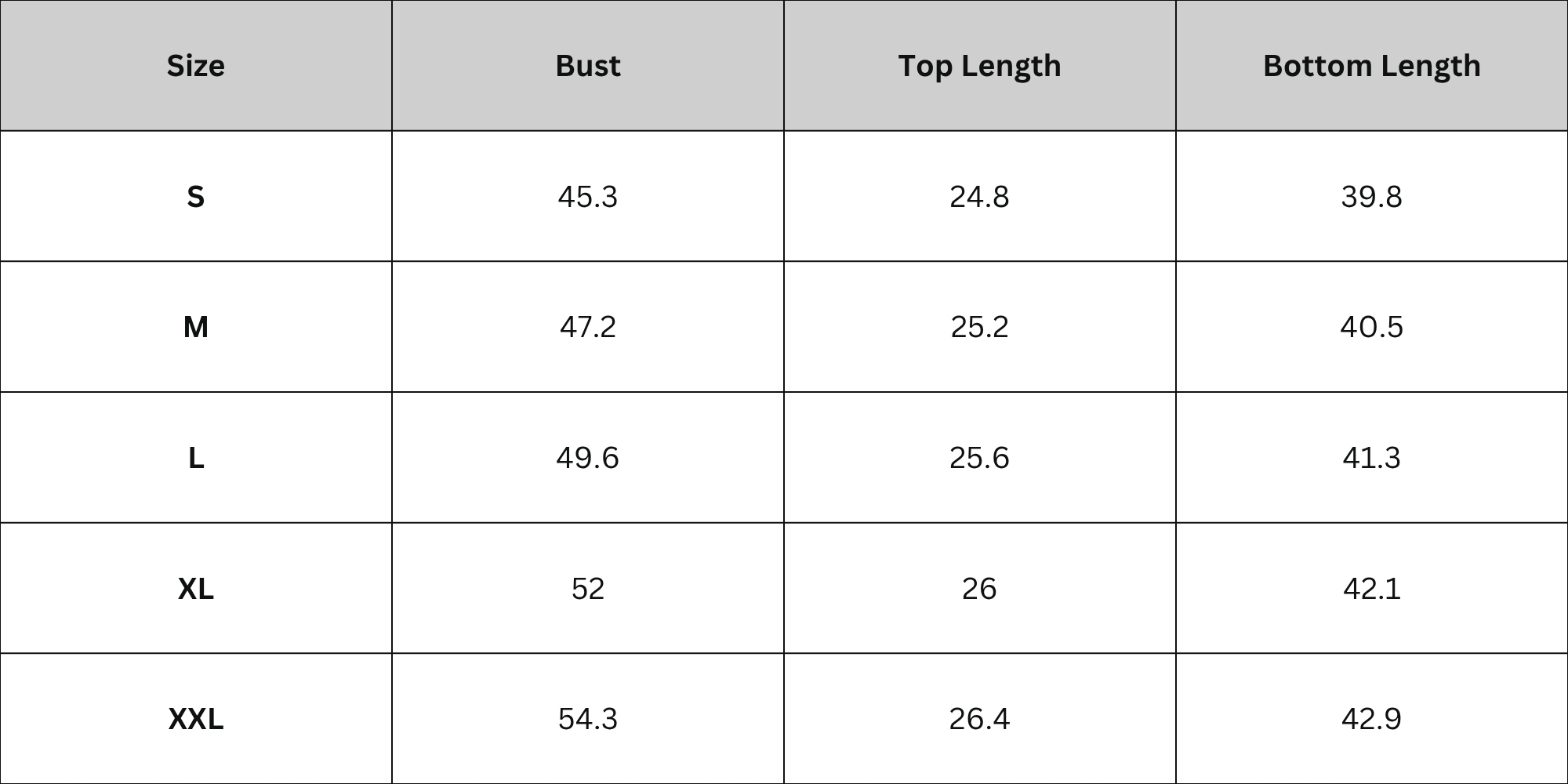 Size Chart