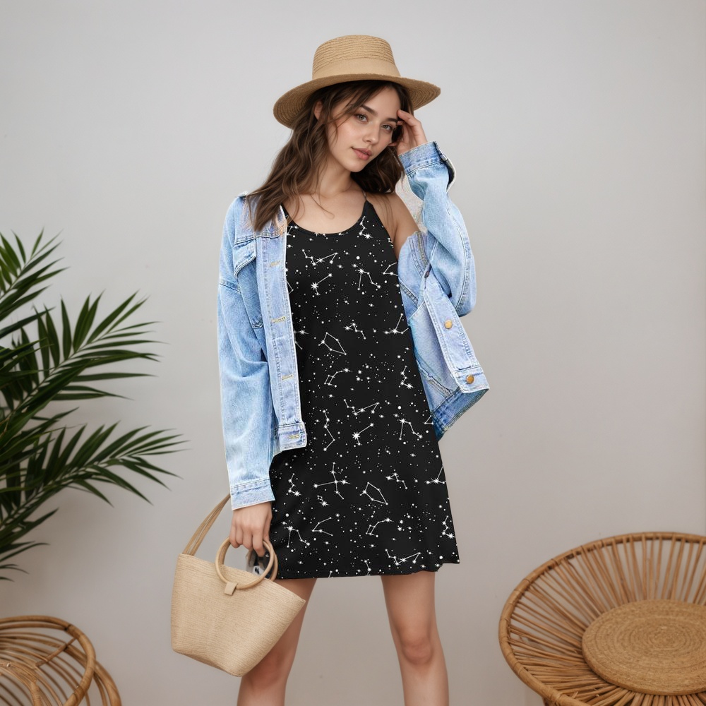 Women Summer Sleepwear Night Dress With Adjustable Straps