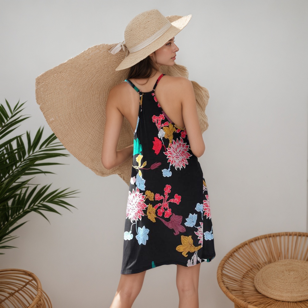 Women Summer Sleepwear Night Dress With Adjustable Straps