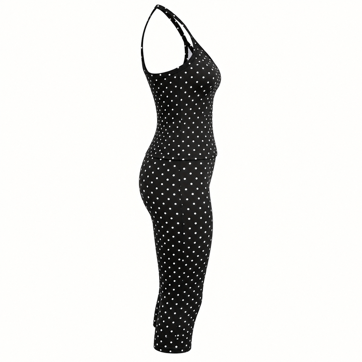 2 Pieces Polka Dot Top And Cropped Pants Set For Women