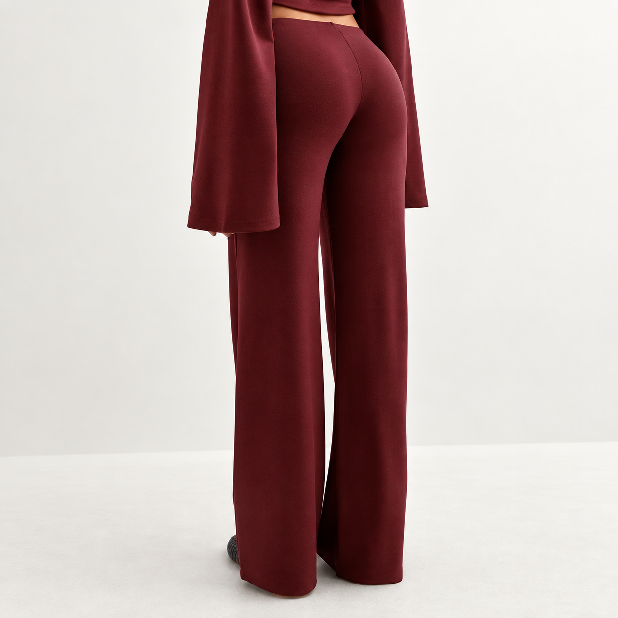 2 Pieces Flare Sleeve Top And Straight Length Pants For Women