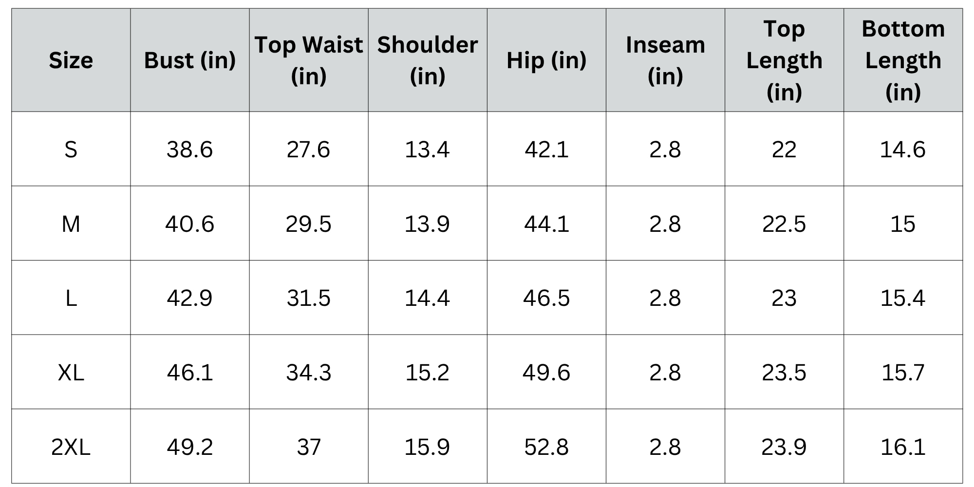 Size Chart