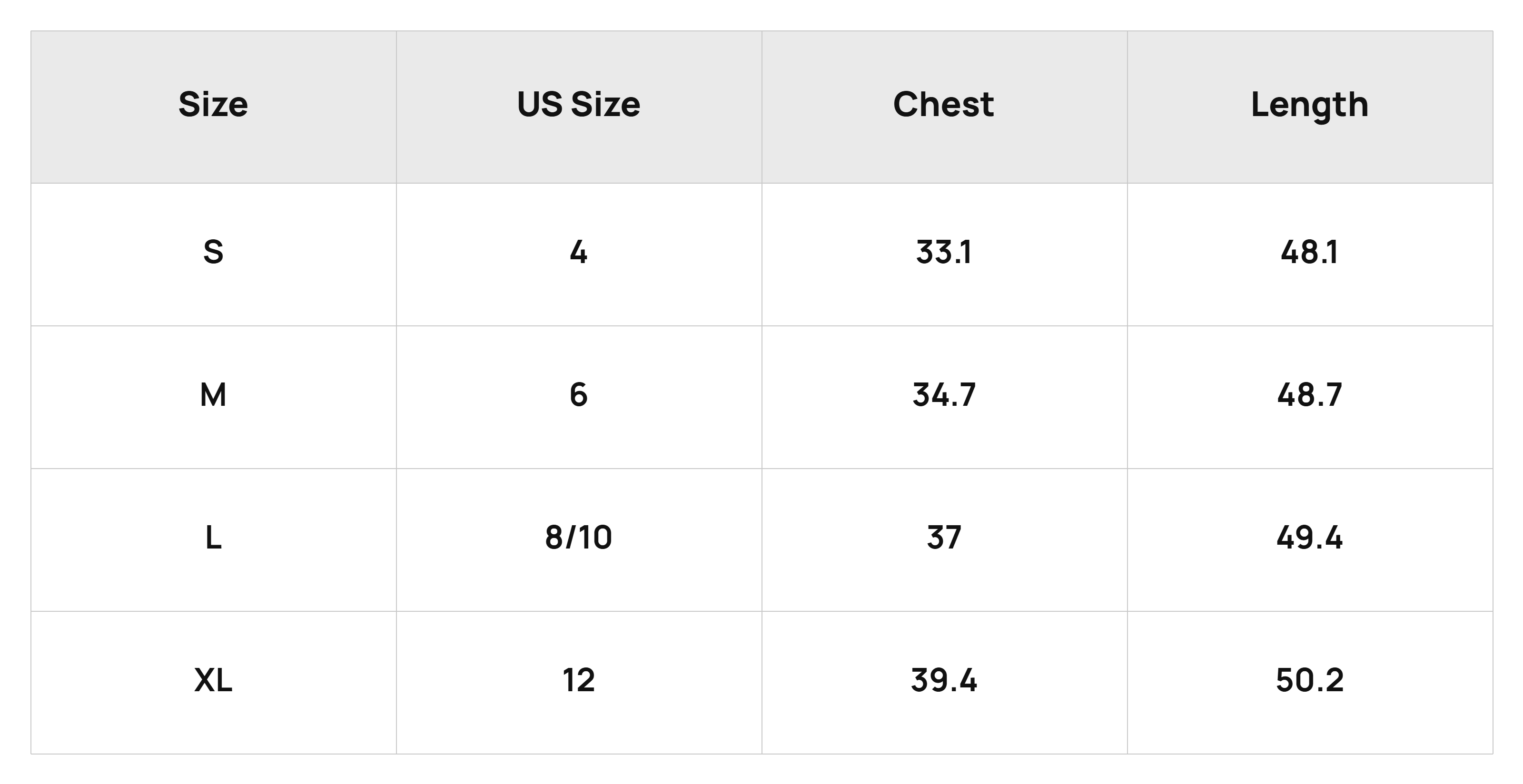 Size Chart
