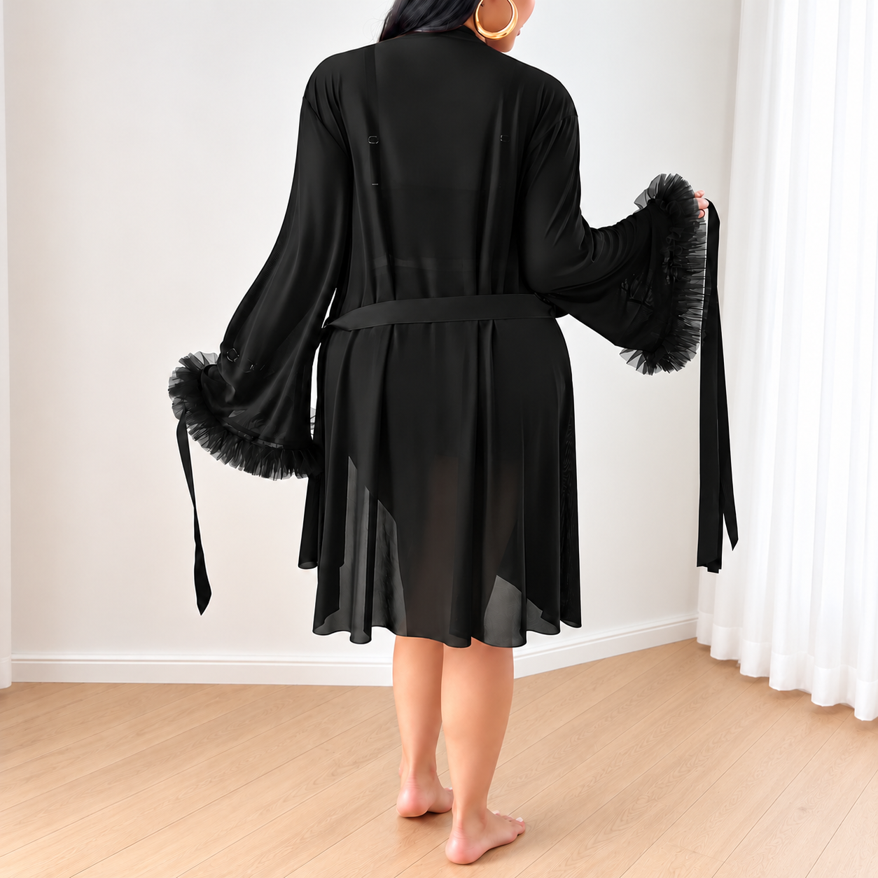 3 Pieces Lace Camisole Shorts And Robe Set For Women