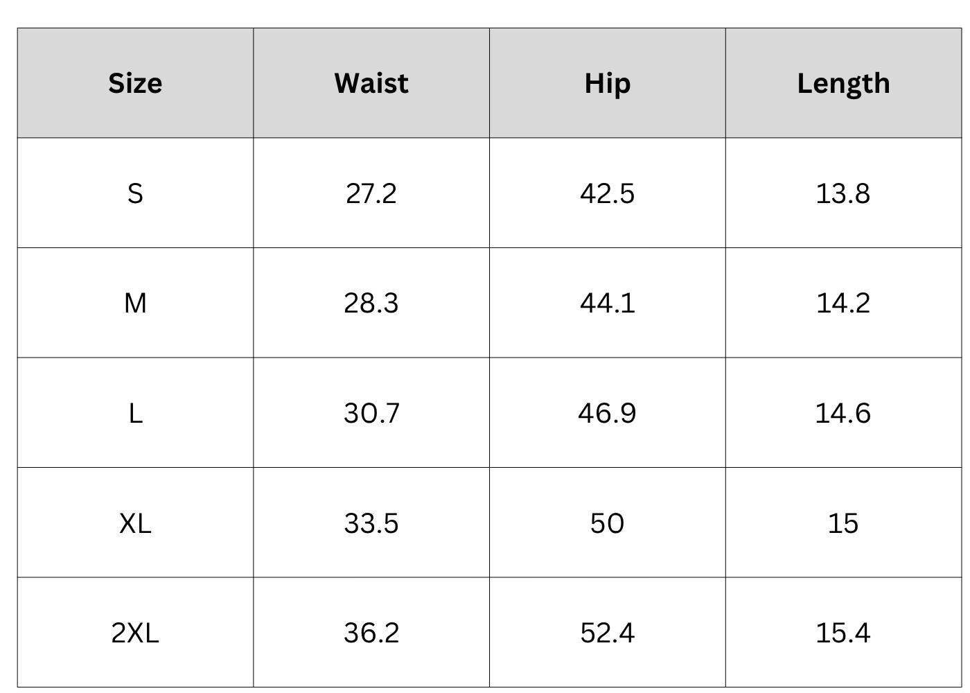 Size Chart