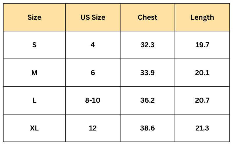 Size Chart Top