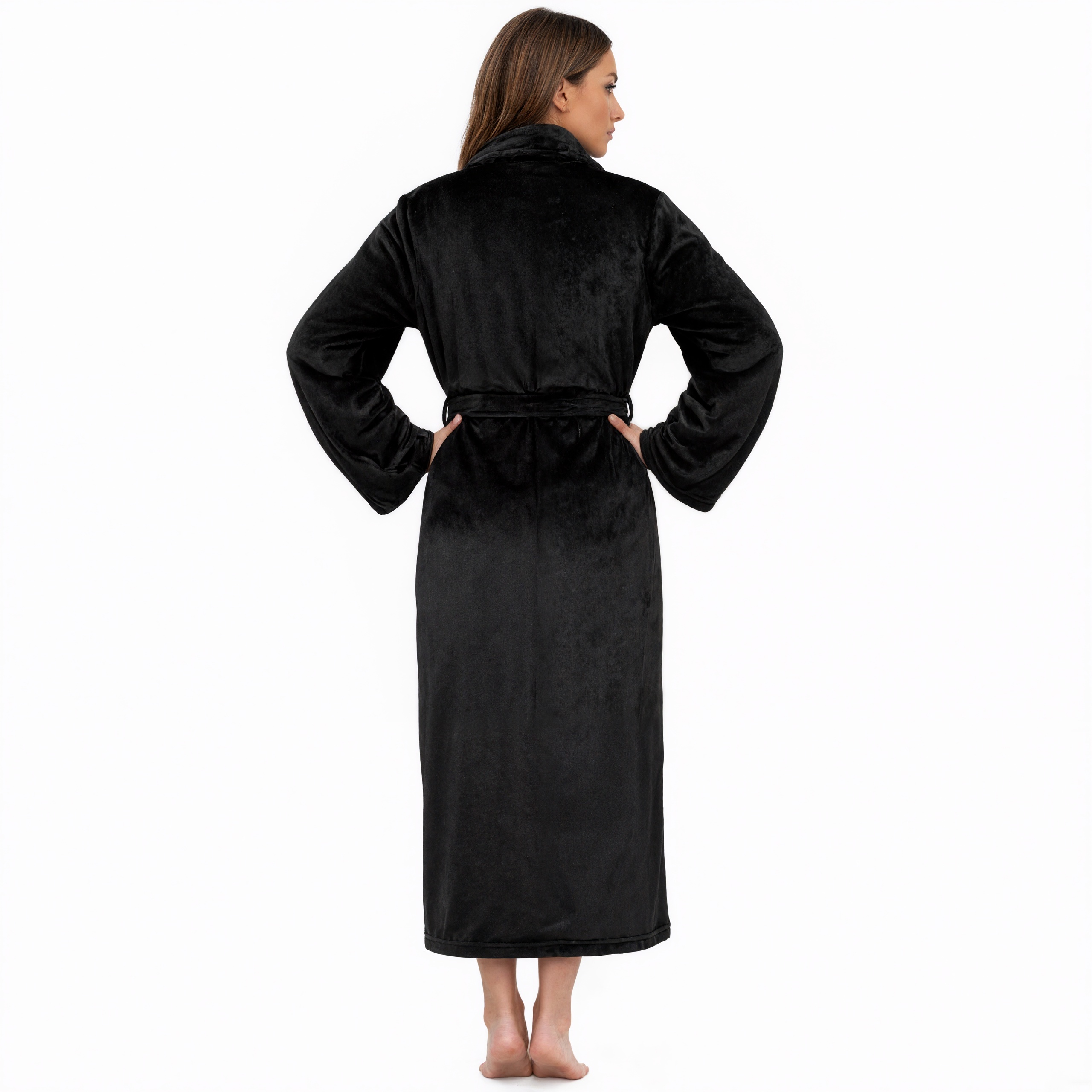 Soft Plush Fleece Long Bathrobe For Women Home Wear