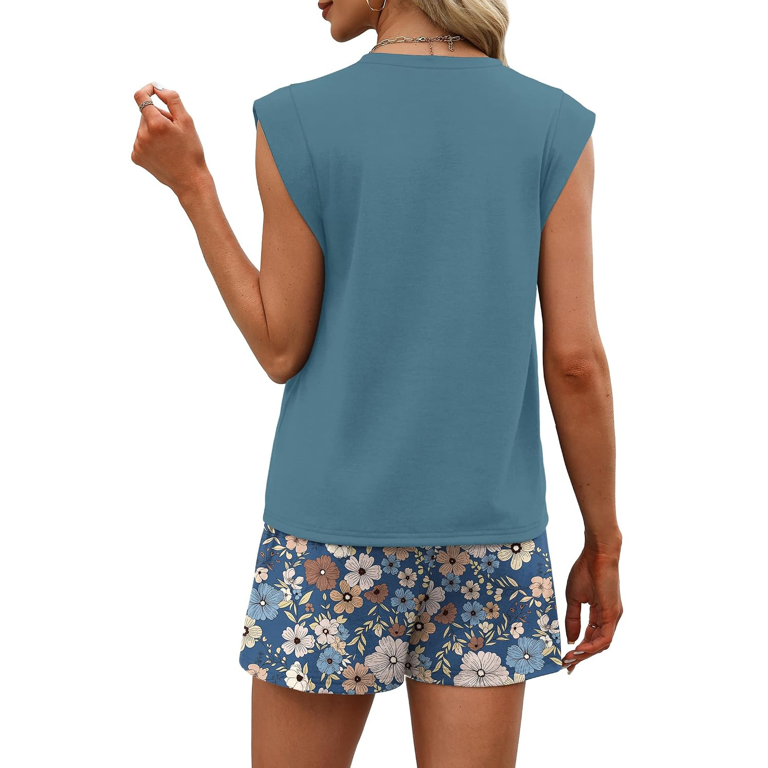 2 Pieces Beach Vacation Outfit Top And Shorts Set For Women