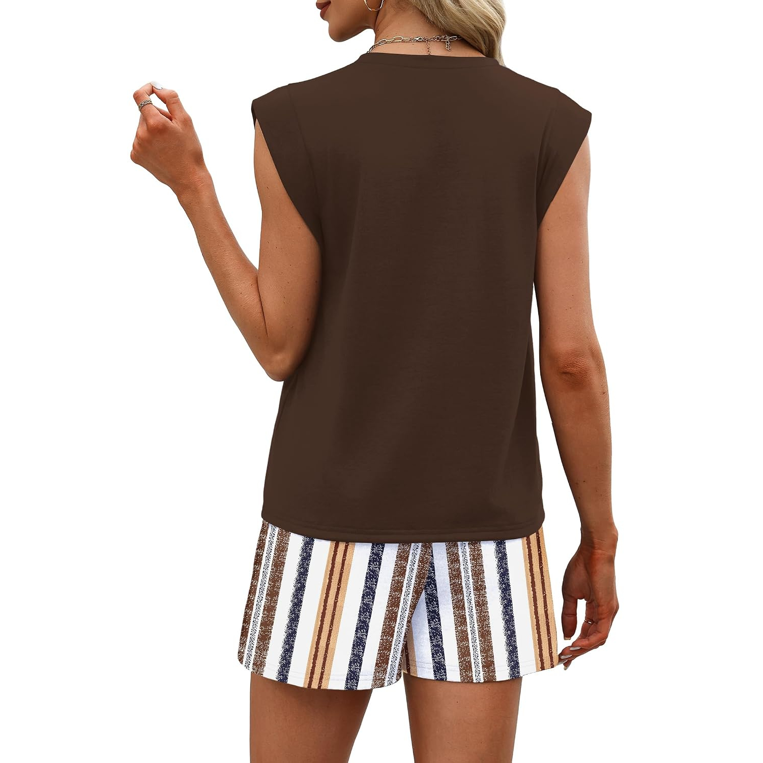2 Pieces Beach Vacation Outfit Top And Shorts Set For Women