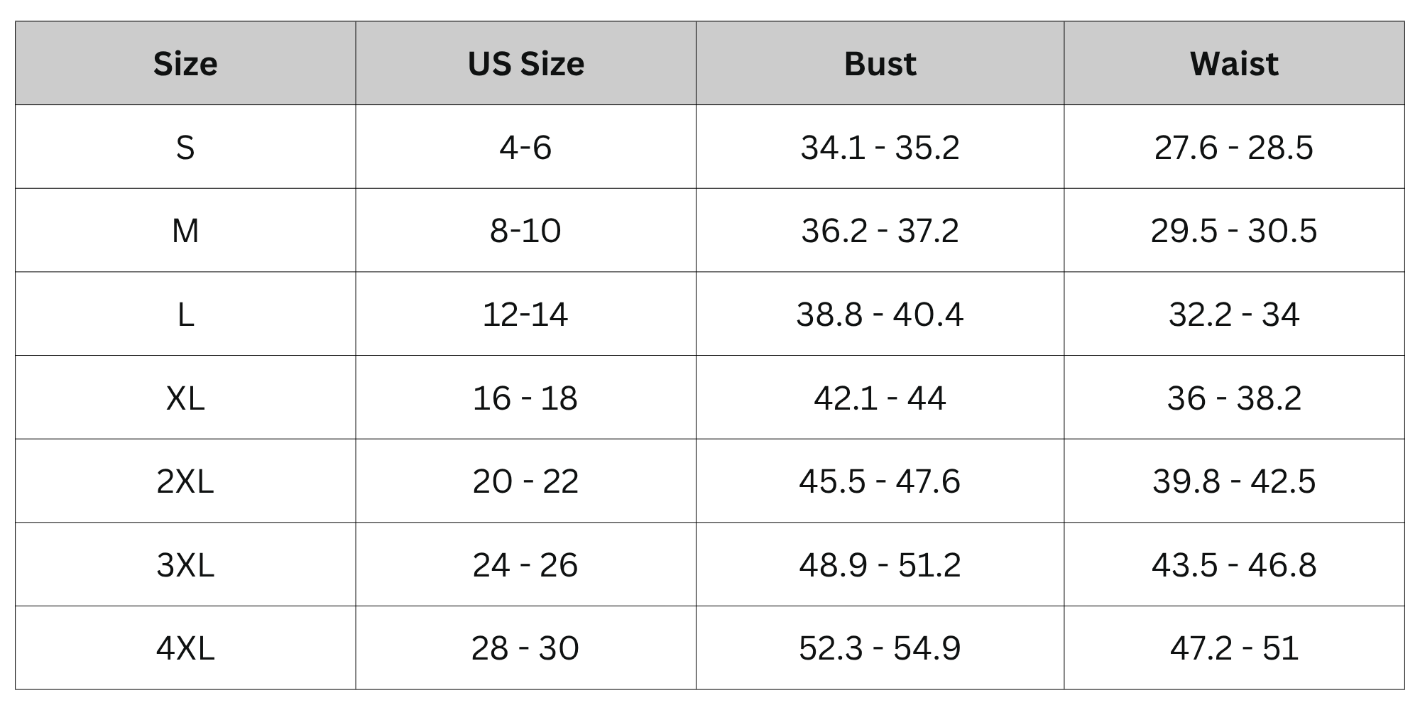 Size Chart