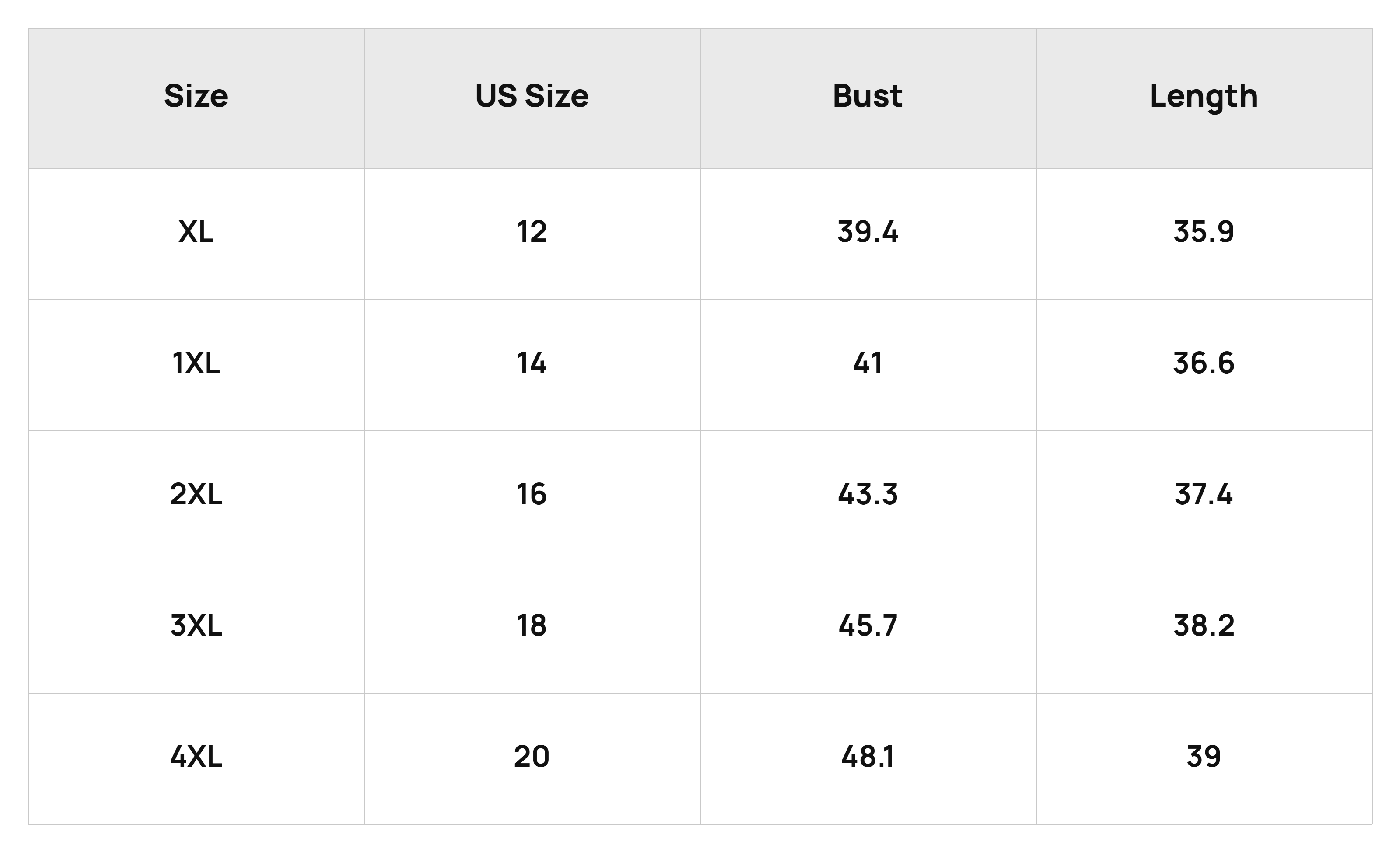 Size Chart