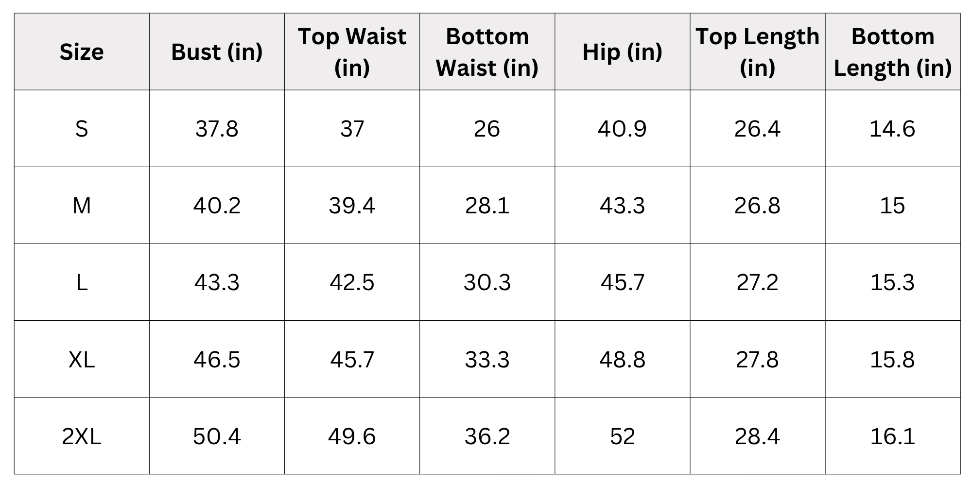 Size Chart
