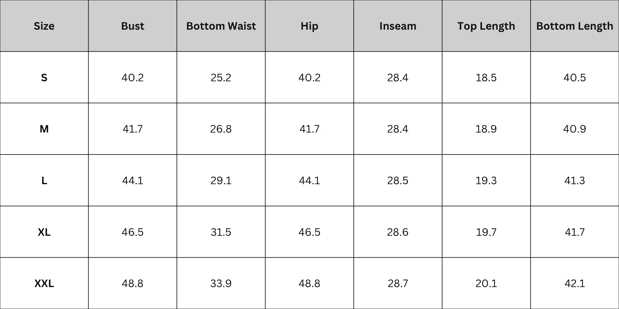 Size Chart