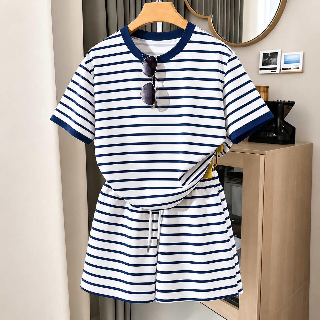 2 Pieces Striped Lounge Set For Casual Wear For Women