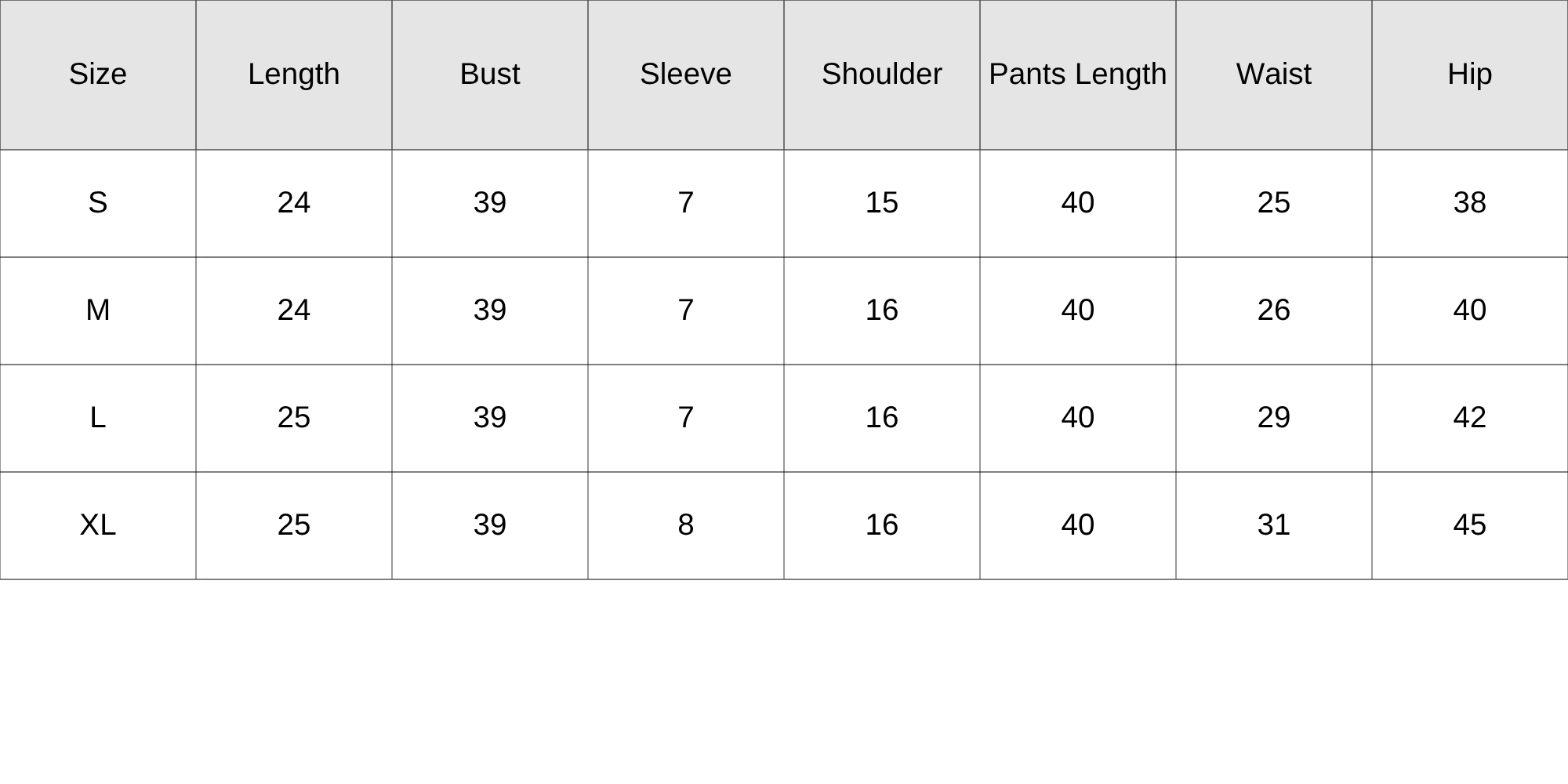 Size Chart