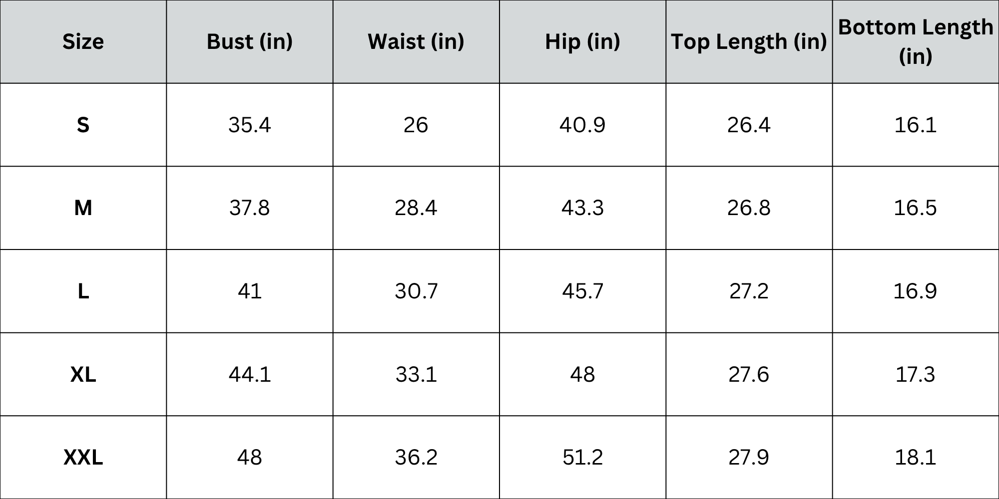 Size Chart