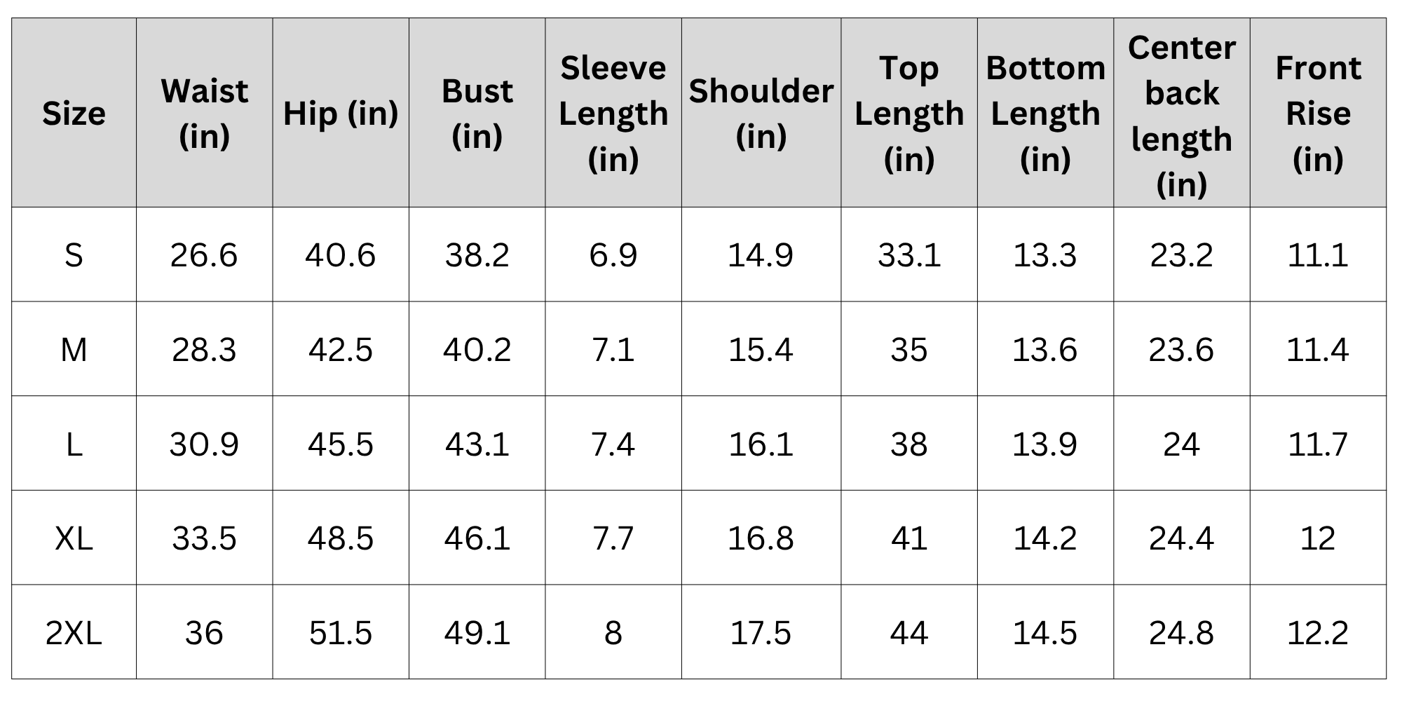 Size Chart