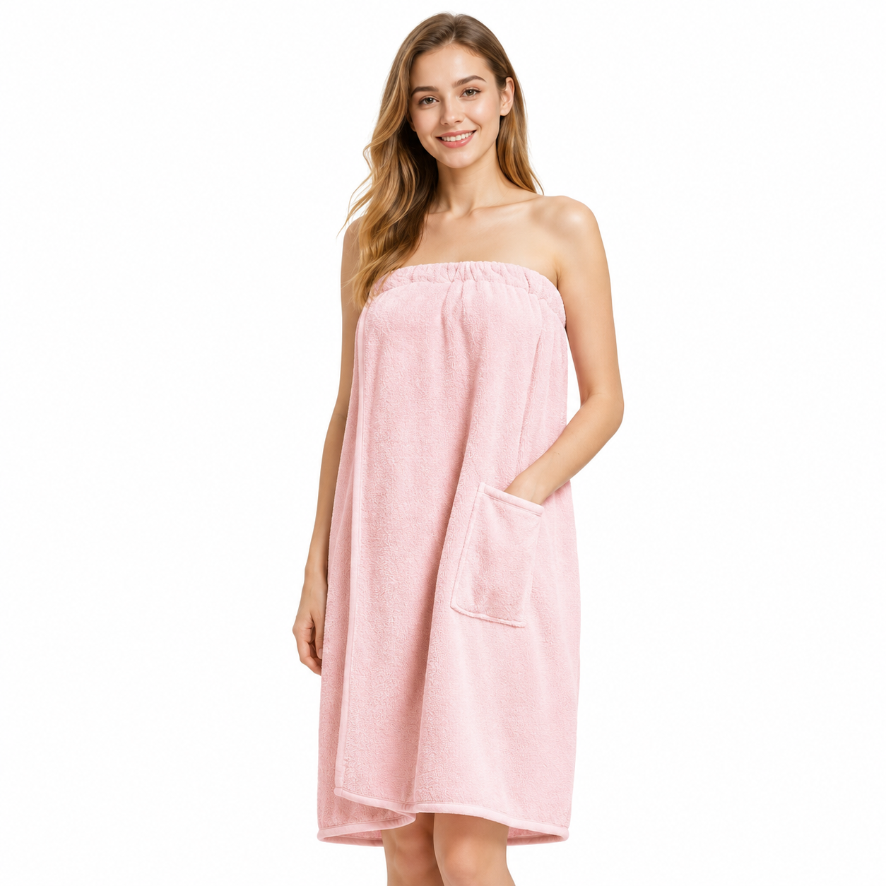 Lightweight Post Shower Wrap Robe With Side Pocket Design