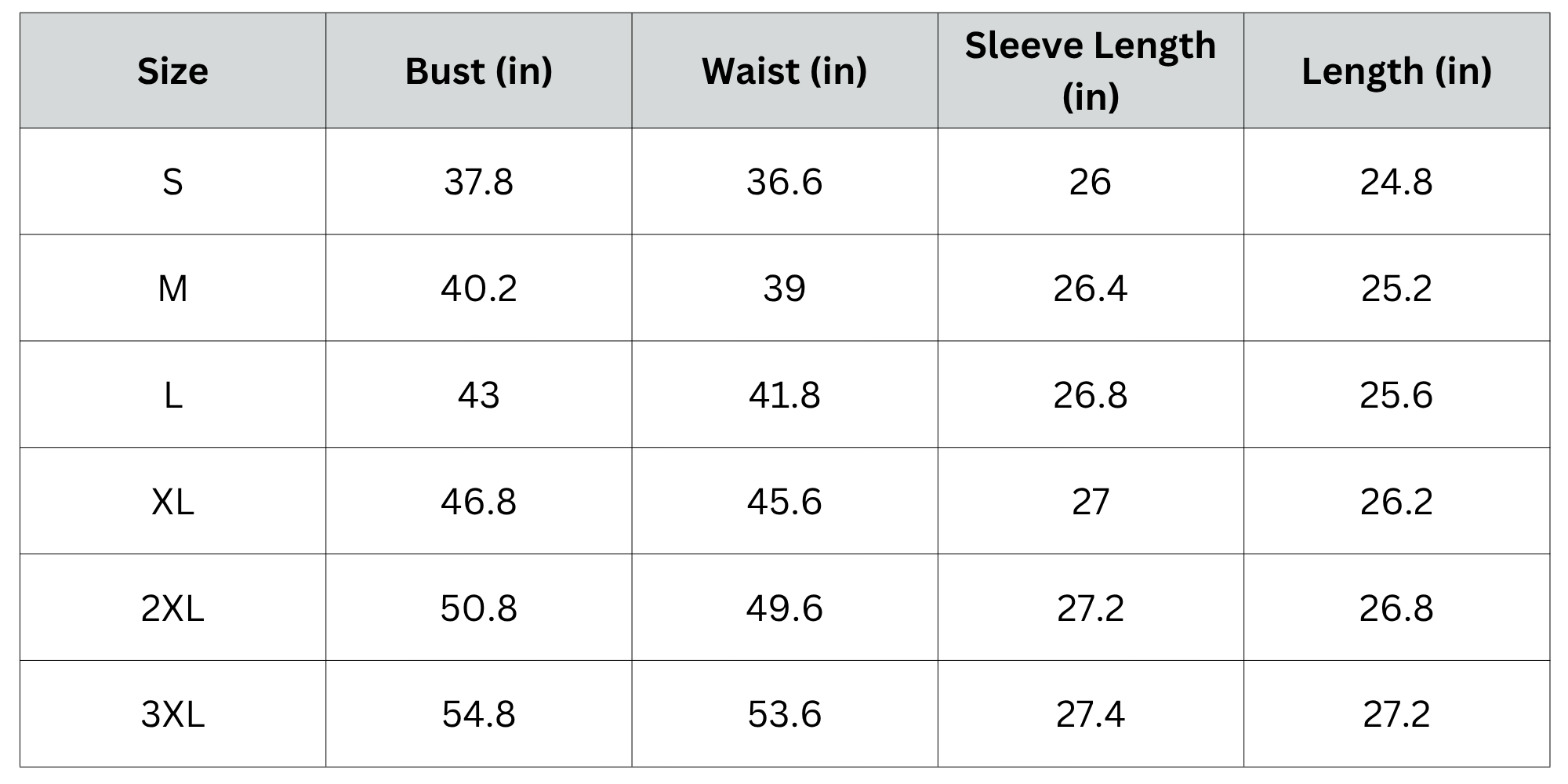 Size Chart