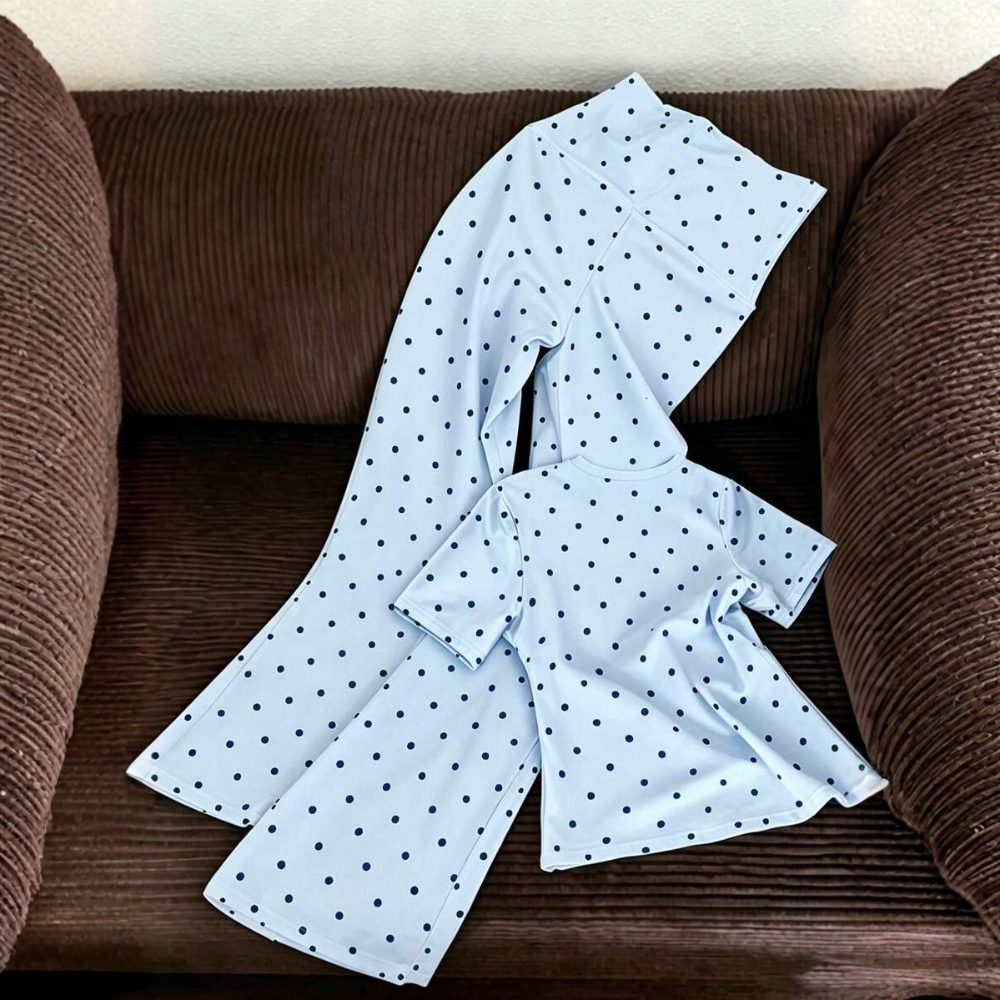 2 Pieces Polka Dot T Shirt And Pants Set For Women