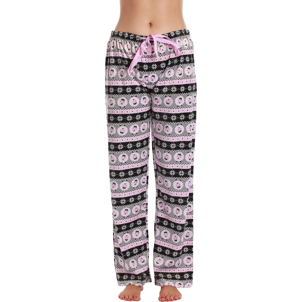 Silky Fleece Plaid Pajama Pants Women