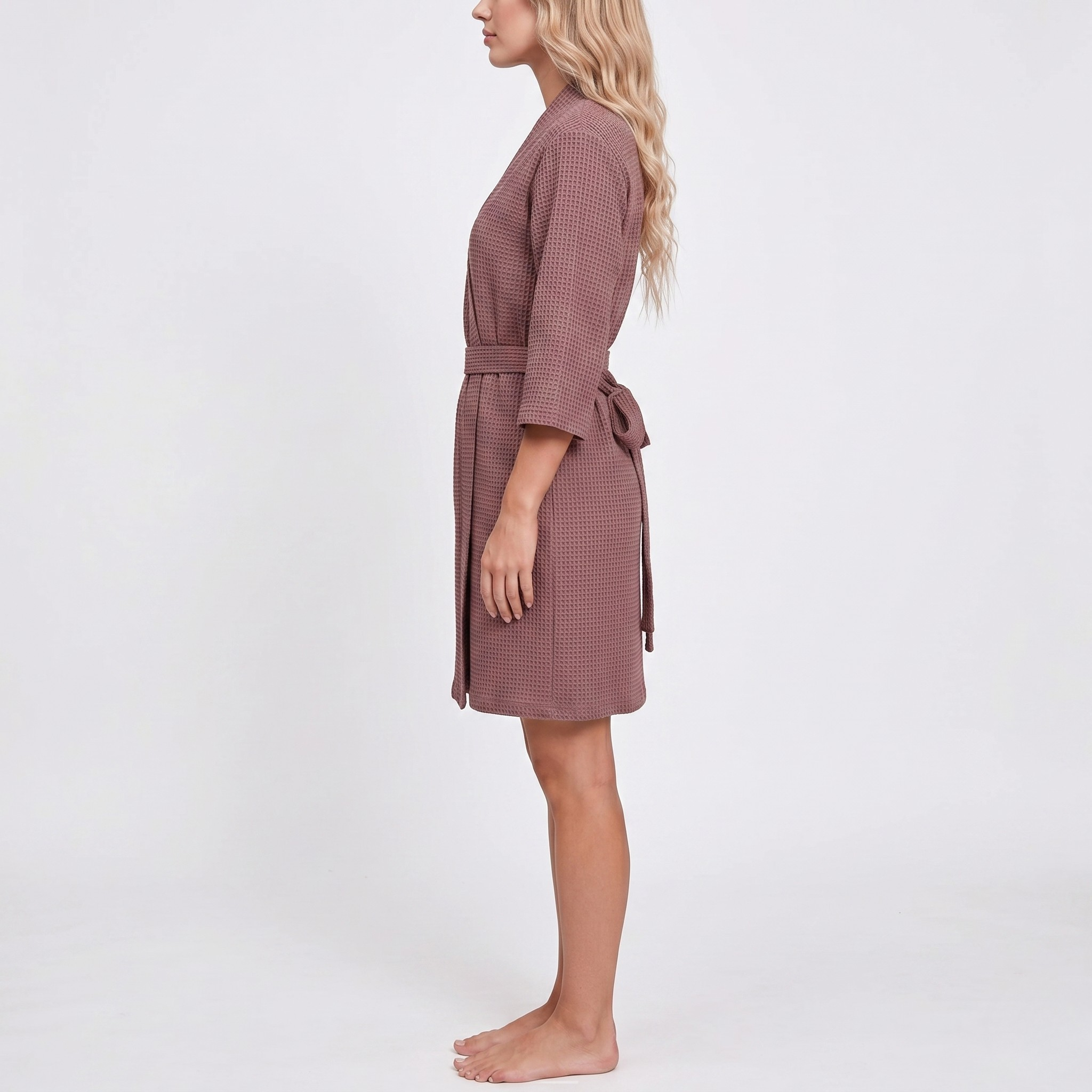 Lightweight Wrap Bathrobe With Adjustable Tie Belt Closure