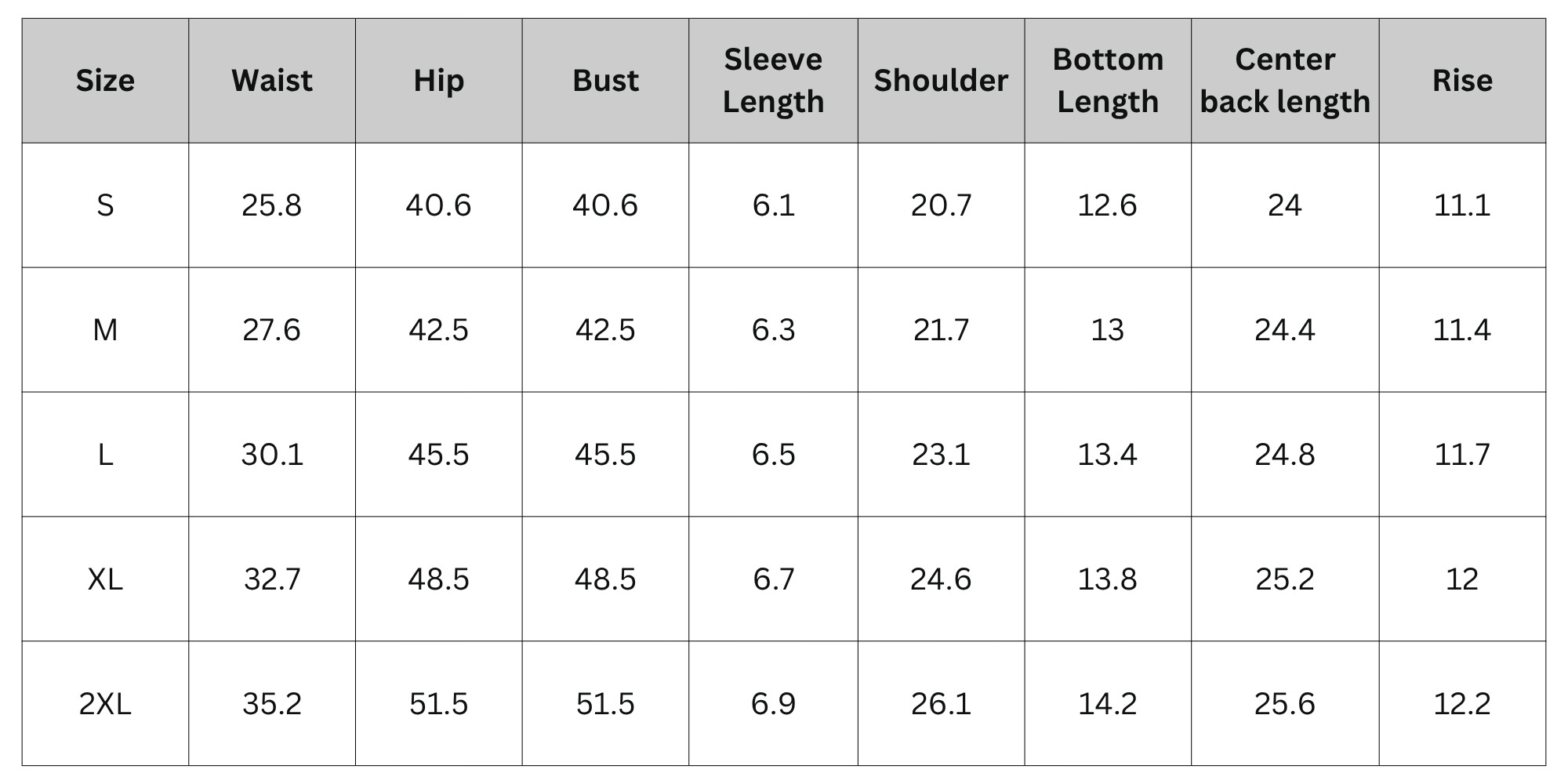Size Chart