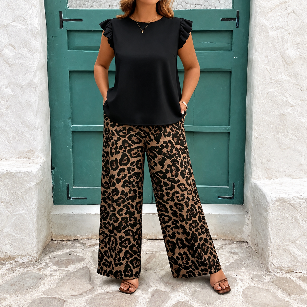 Plus Size Printed 2 Piece Casual Vacation Set for Women