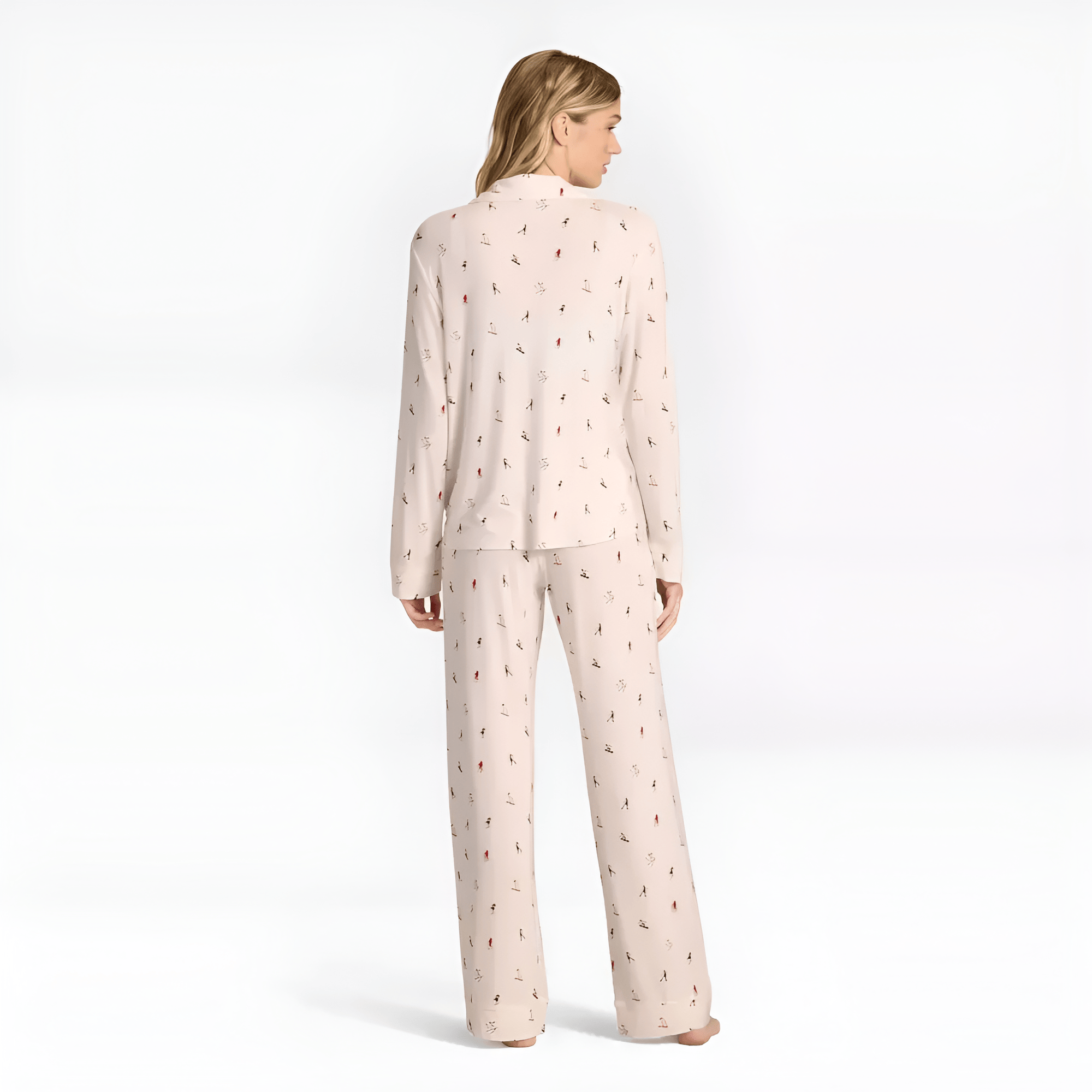 Skiers Print Cozy Pajama Set