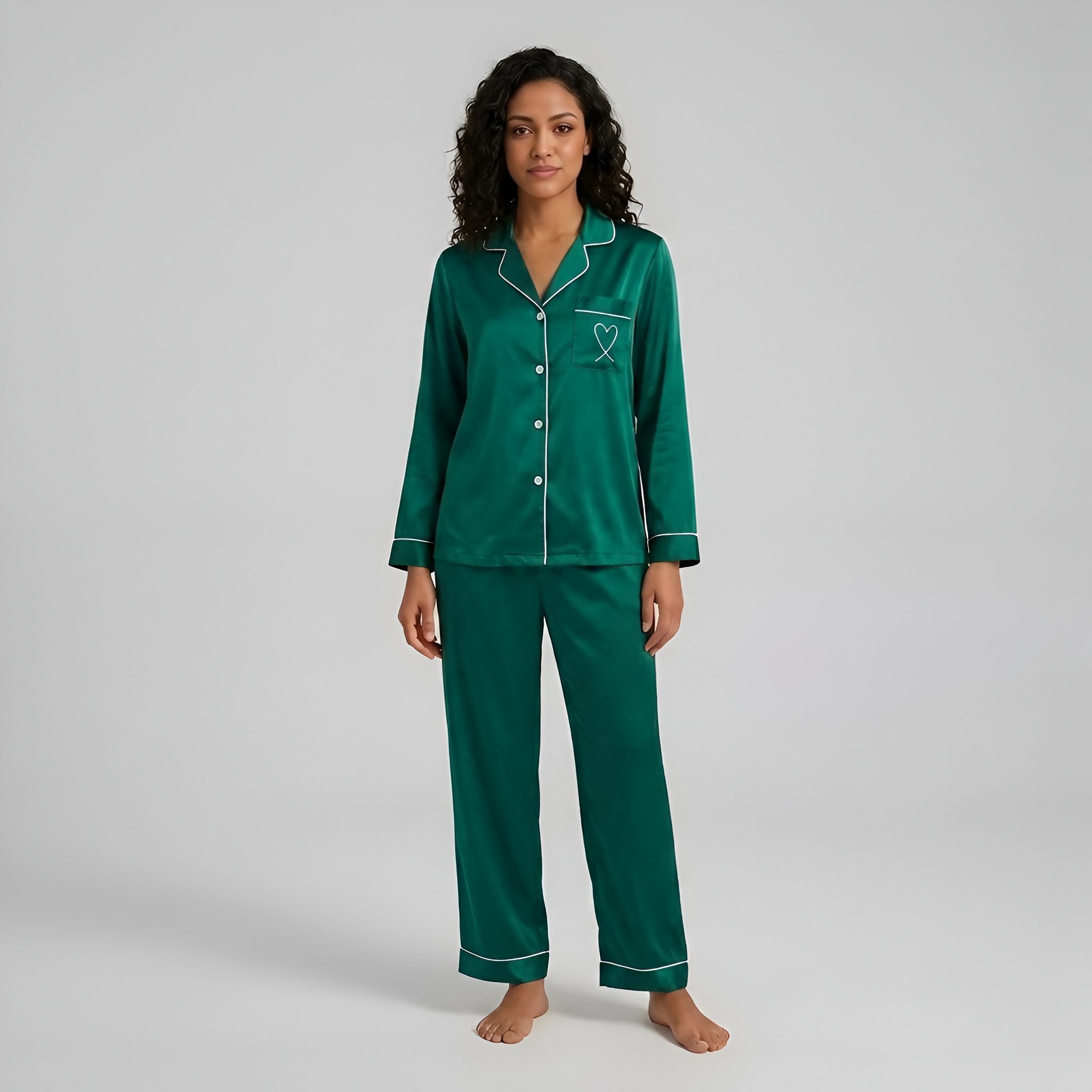 Women Sleepwear Long Sleeve Button Front Matching Pajama Set