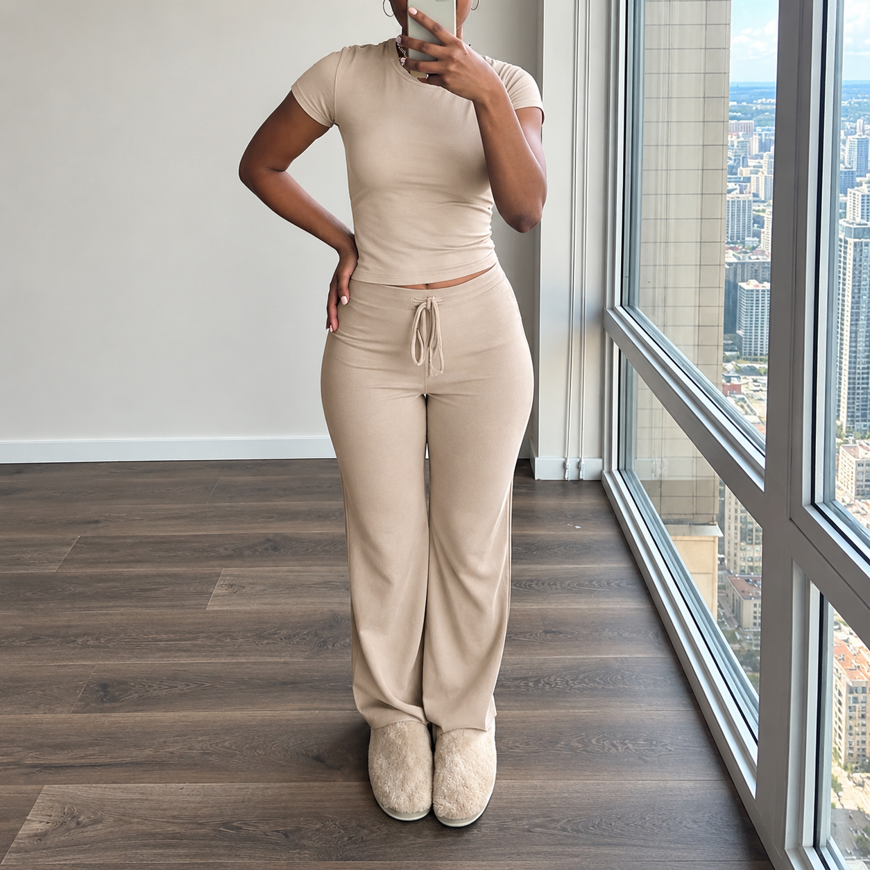 2 Pieces T Shirt And Pants Matching Set For Women