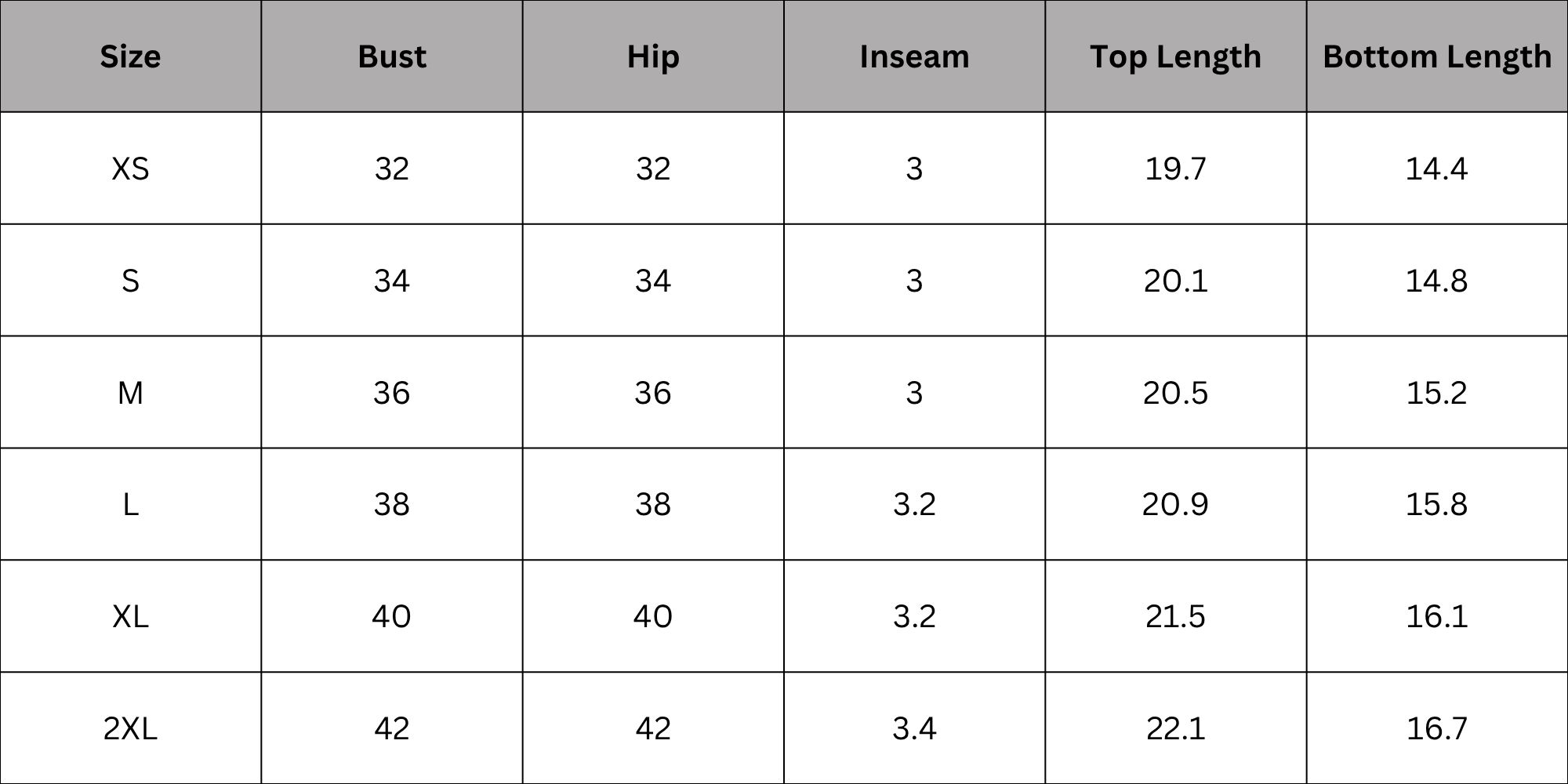 Size Chart
