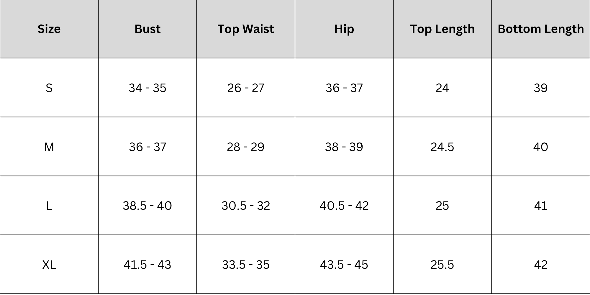 Size Chart