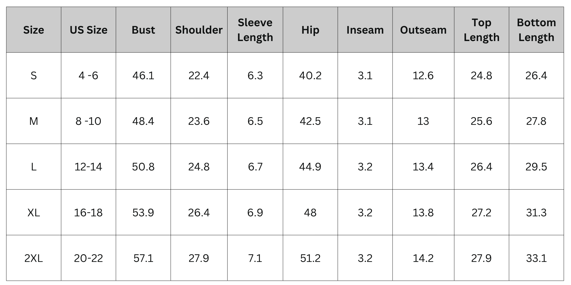 Size Chart