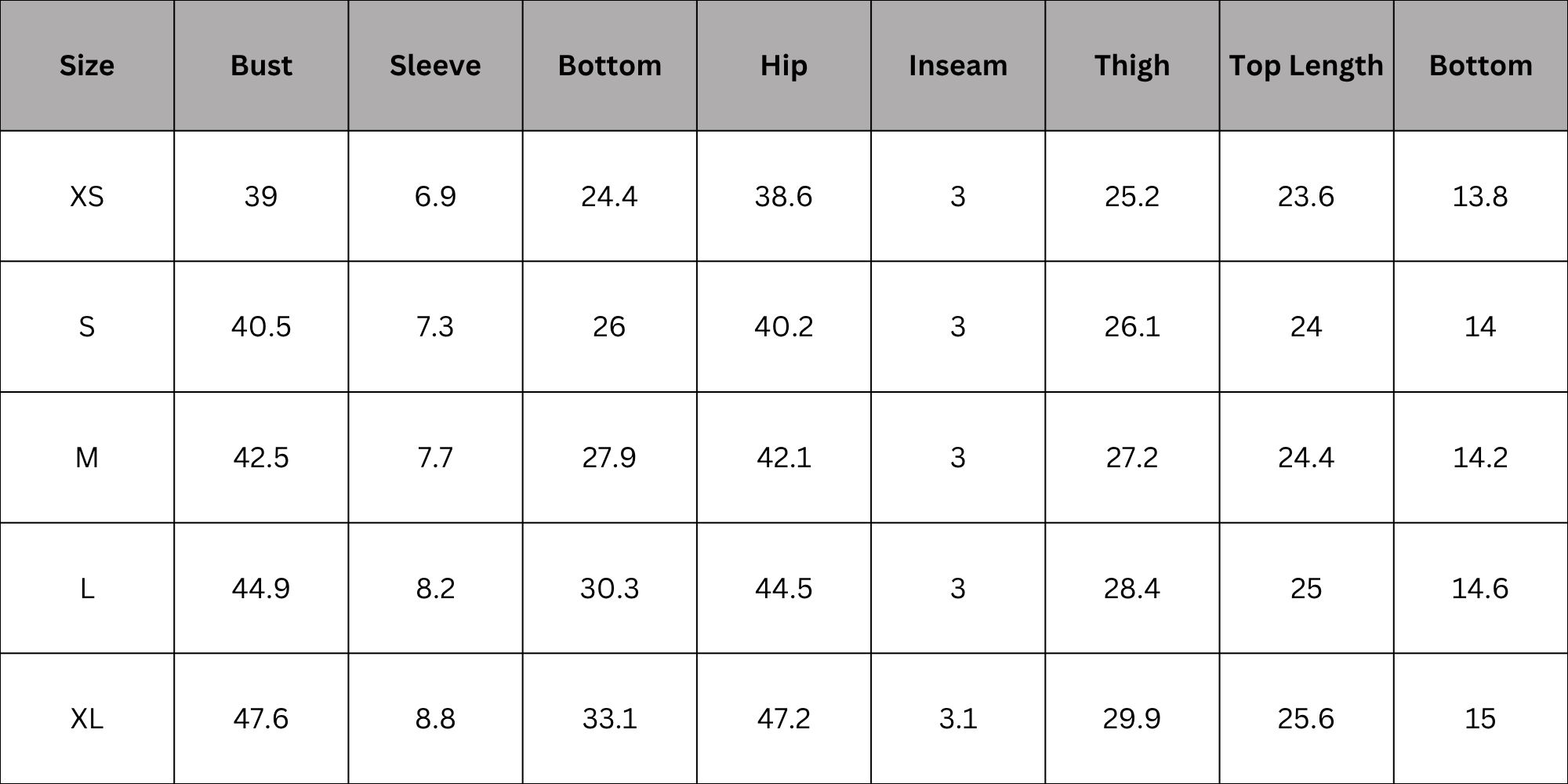 Size Chart