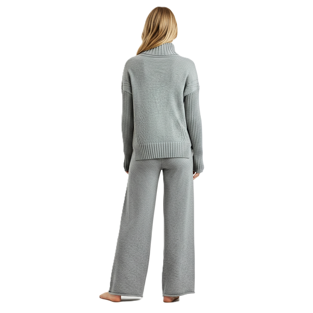 High Collar Knit Sweater Pants Set