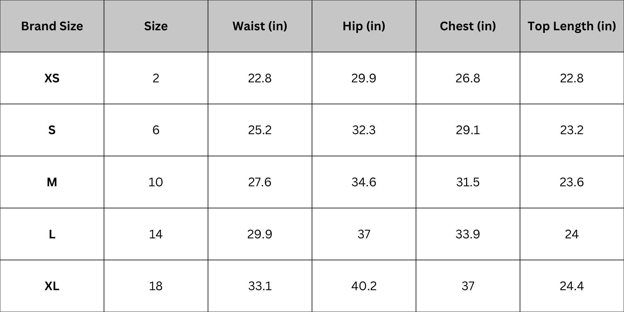 Size Chart